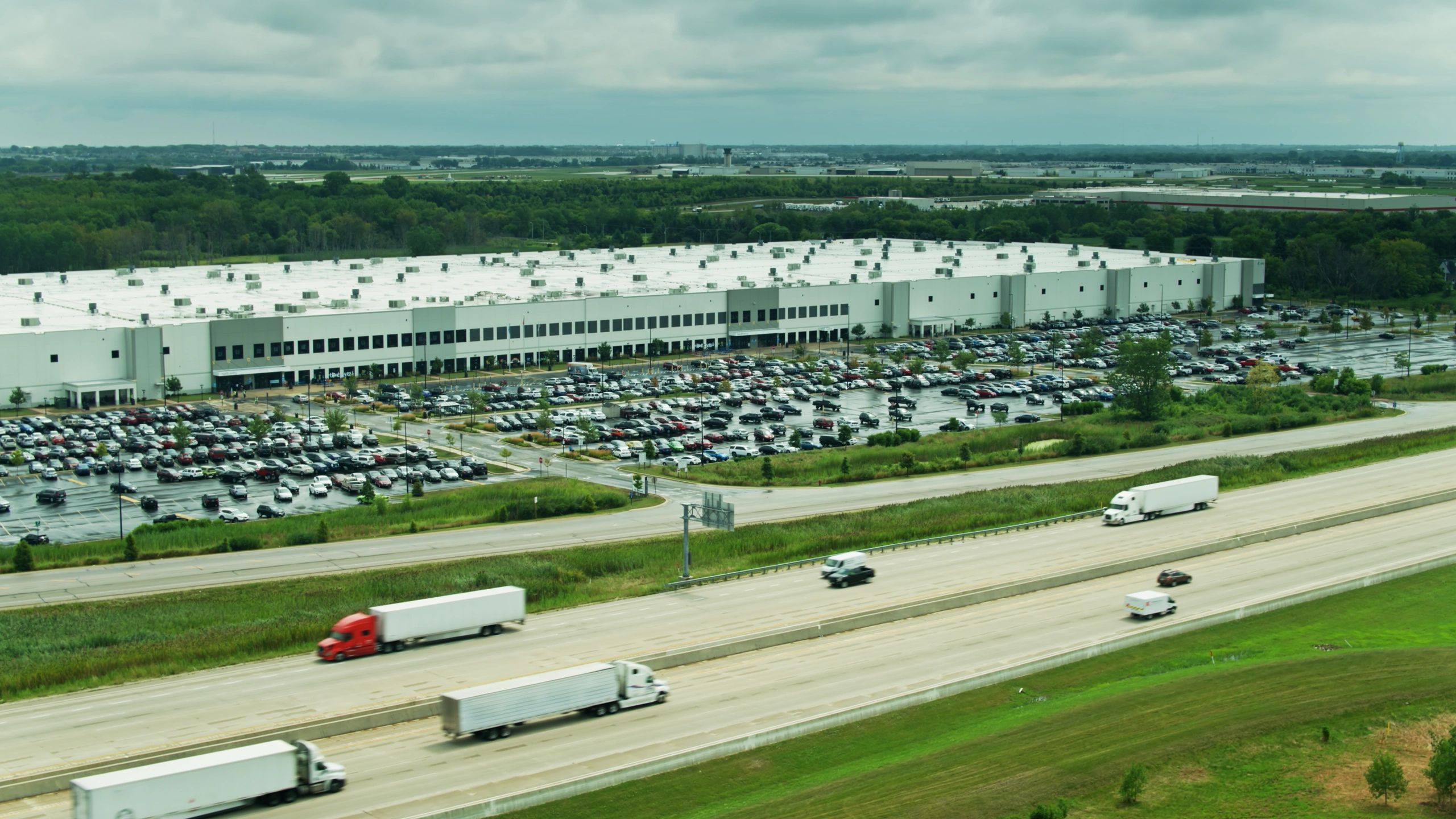 Fleet and logistics hub representing scheduled maintenance for trucks